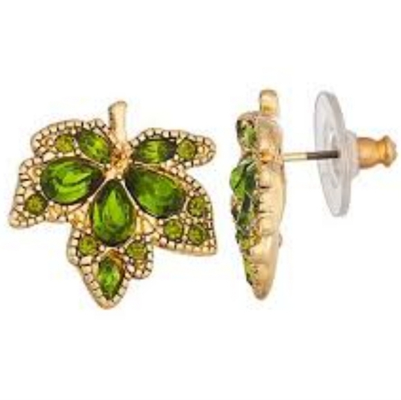 Napier Gold Tone Autumn Spiced Fall Leaf Earrings - Picture 3 of 4